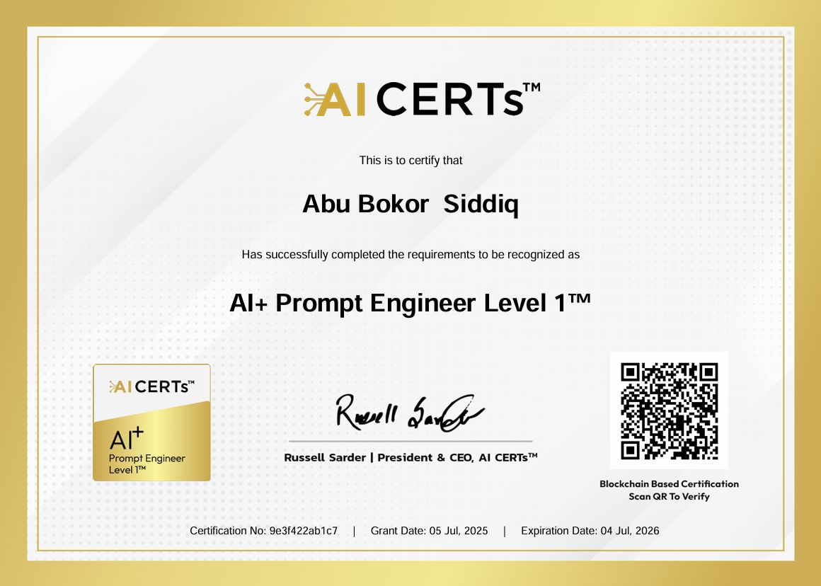 Certificate Earned By ABS Hawlader