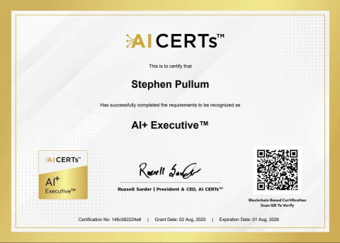 Certificate Earned By Stephen Pullum